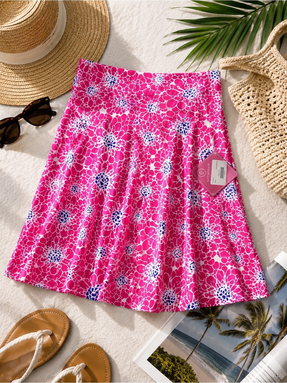 NWT GINGY Pink Floral Swim Skirt Cover Up Modest Swimwear‎ L